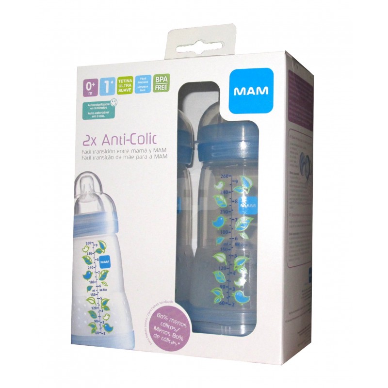 MAM BIBERON ANTICOLICO EASY START 260 ML AZUL